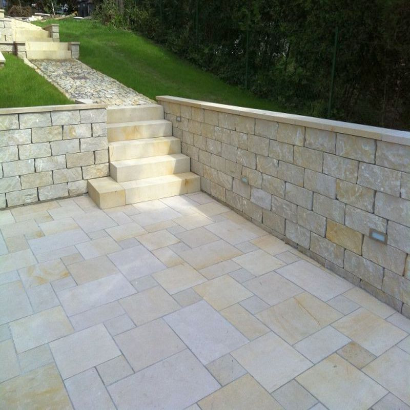 3 cm starke Sandstein Terrassenplatten Farin beige