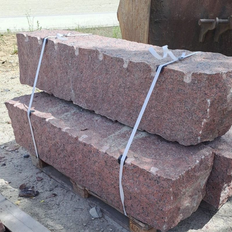 30 x 30 cm Granit Mauersteine Raudona rot