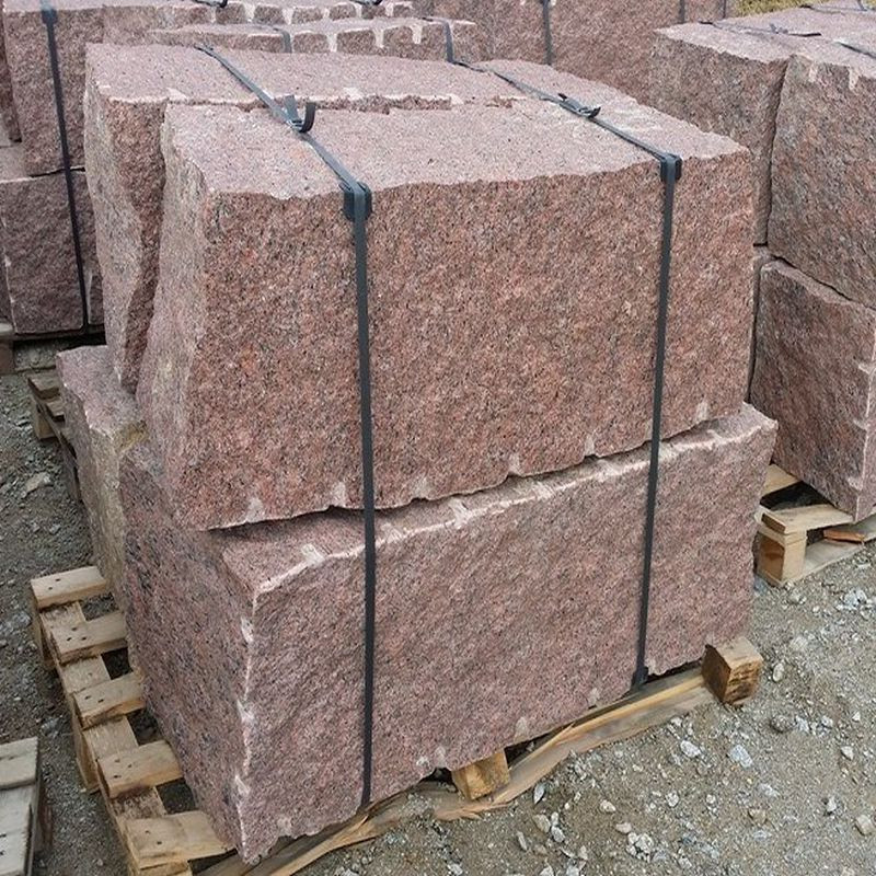 50 x 50 cm Granit-Mauersteine Raudona rot