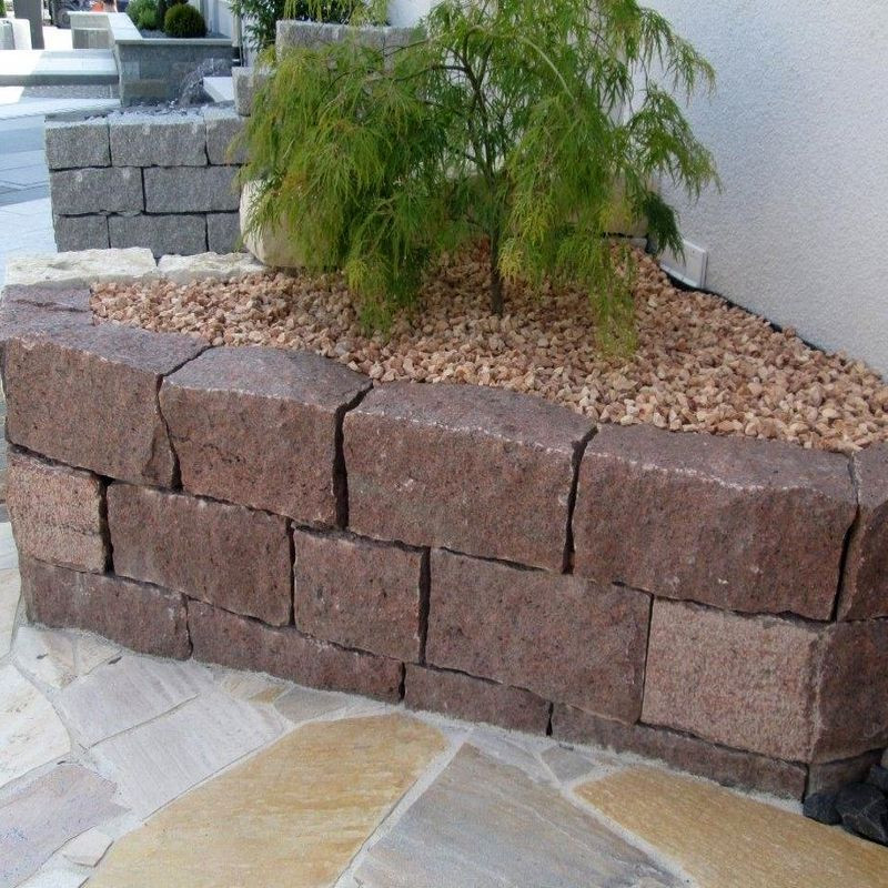 20 x 20 cm Granit Kleinmauersteine Raudona rot