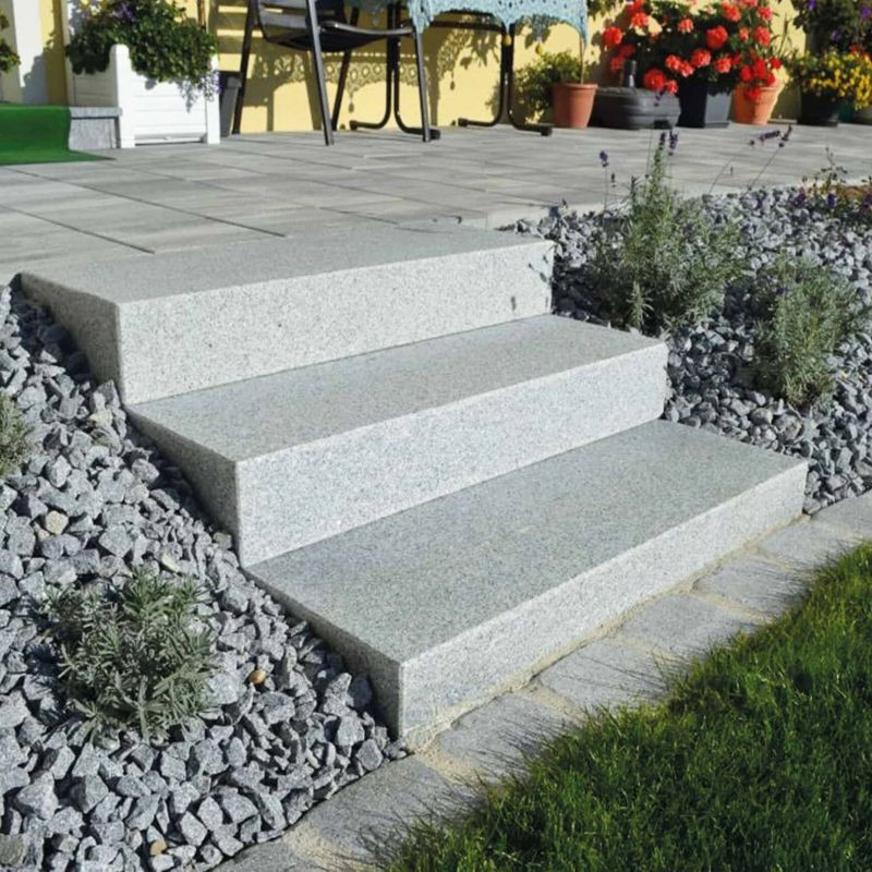 15 x 35 cm Granit Blockstufen Griys hellgrau 60 cm lang