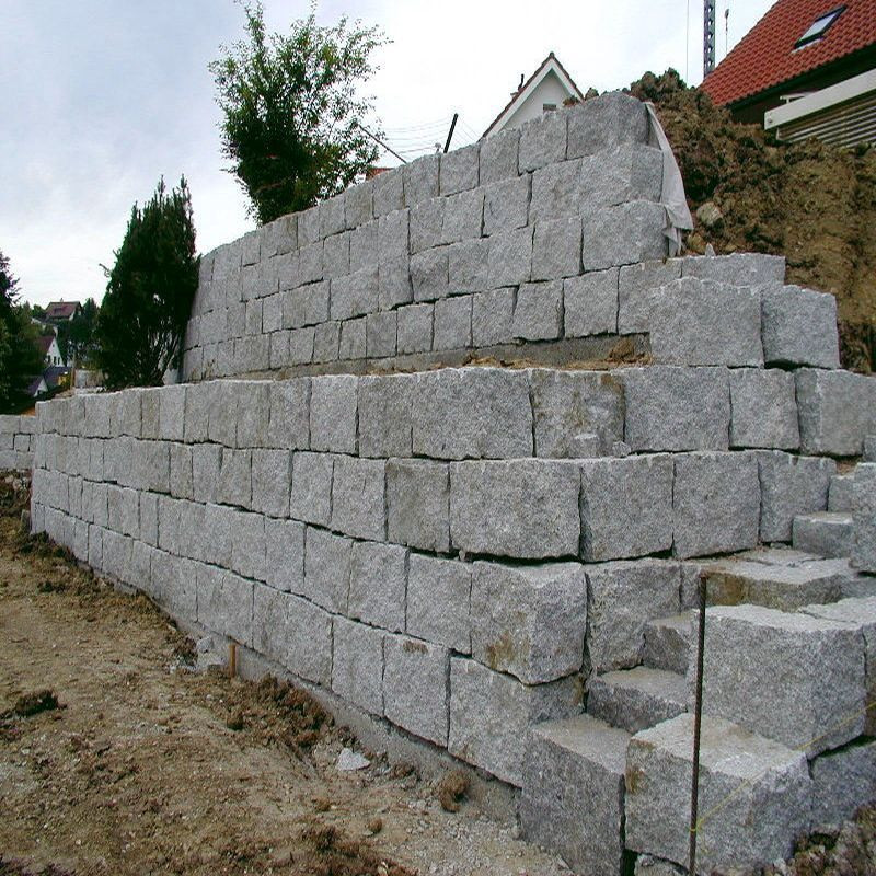 40 x 40 cm Granit Mauersteine Griys hellgrau