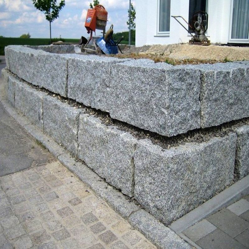 40 x 40 cm Granit Mauersteine Griys hellgrau 40 cm tief
