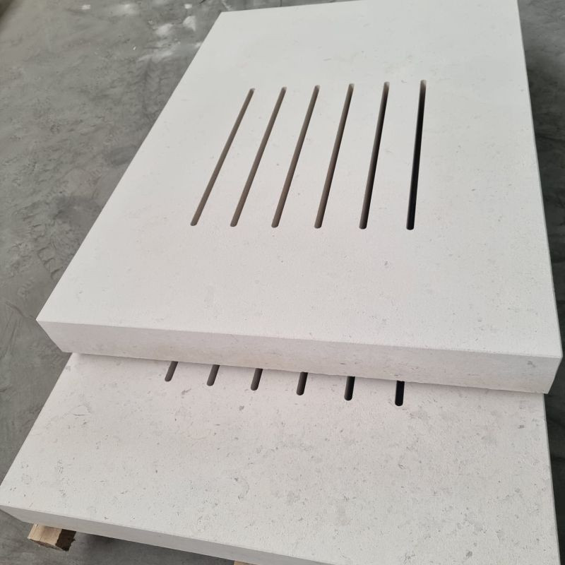 18 cm starke Kalkstein Podestplatte Blancka Flava weiß 100 x 100 cm