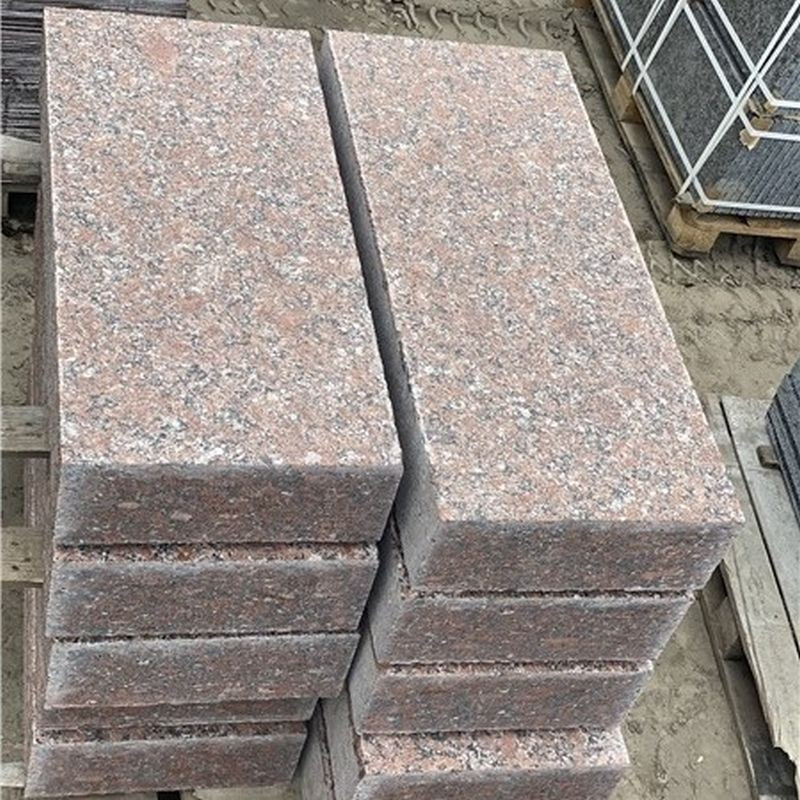 15 x 35 cm Granit Blockstufen Laahs rot 100 cm lang
