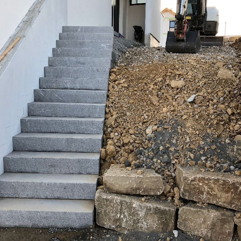 20 x 40 cm Granit Blockstufen Alvaro anthrazit 80 cm lang