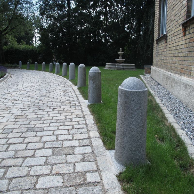 40 cm runder Granitpoller Leipzig weißgrau